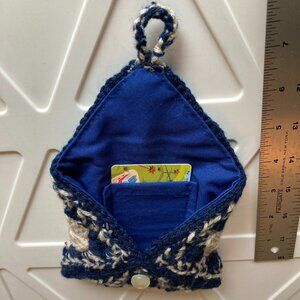 Granny Square Crochet handbag / Clutch - Blue & Beige